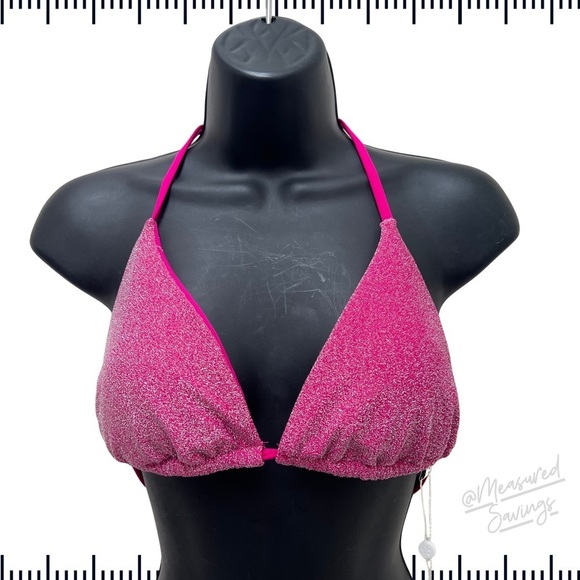 Trina Turk [NWT - 10] Pink Glitter Cosmos Triangle Bikini Top - Picture 8 of 8